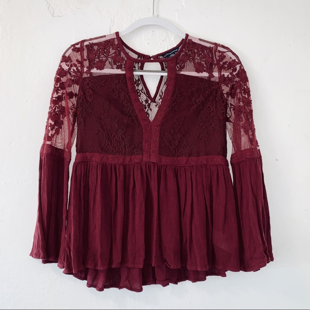 maroon lace american eagle top